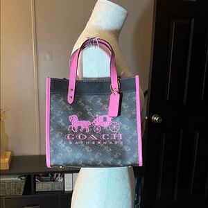 Coach Black and Pink Leather Tote